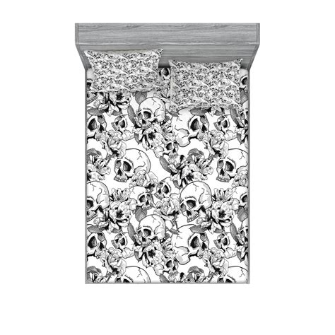 Day of the Dead Fitted Sheet & Pillow Sham Set, Celebration Mexican ...