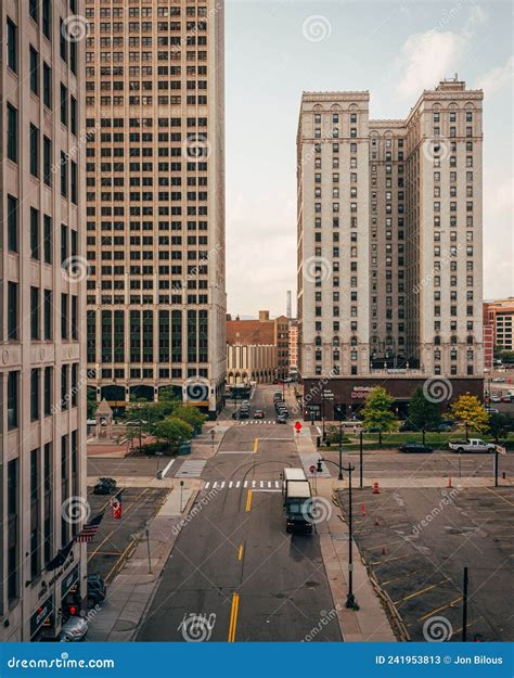 View of Cadillac Square, in Downtown Detroit, Michigan Stock Image - Image of clouds, overlook ...