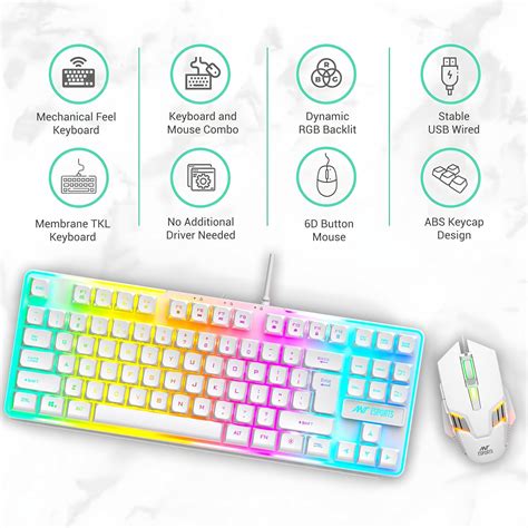 Ant Esports MK710 V2 Membrane TKL Wired Gaming Keyboard Mouse Combo 87 ...