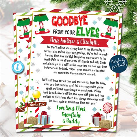 Elf Letter, Goodbye From the Elves Letter for Kids, End of Christmas ...