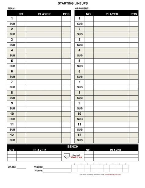 33 Printable Baseball Lineup Templates [Free Download] ᐅ TemplateLab