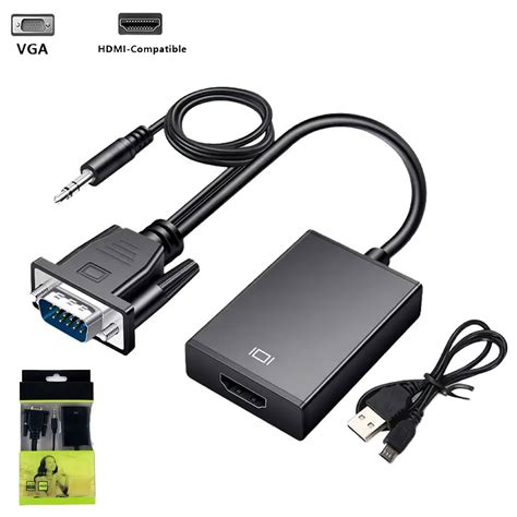 VGA To HDMI 1080P Adapter with 3.5mm Audio Output Jack