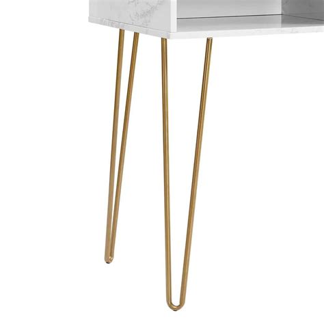 Buy Athena 40.5 in White Faux Marble Computer Desk with Storage Online ...