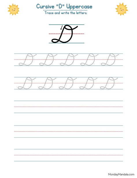 10 Cursive D Worksheets (Free Letter Writing Printables)