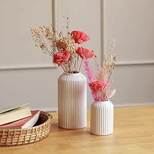 Buy Arte Casa Decorative Snow White Vase Set with Harmony Bunch for ...