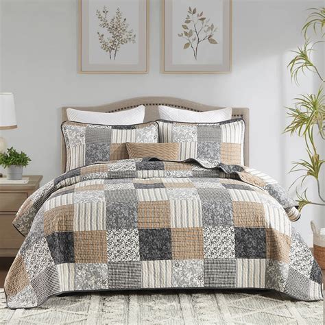 PANGUSHAN 100% Cotton Quilt King Size, King Quilt Bedding Set Quilted ...