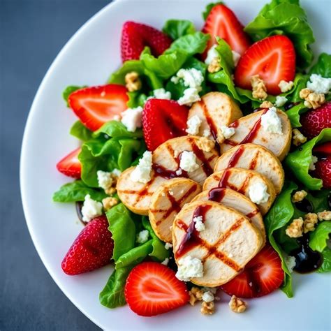Strawberry Chicken Salad with Balsamic Glaze Recipe | cookAIfood