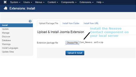 Nexevo Joomla Contact Component Documentation & Installation Process