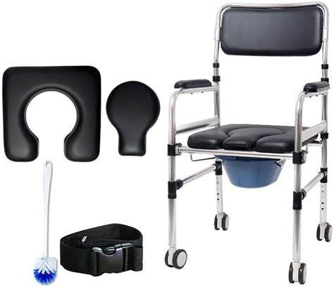 Buy Commode Chair Bedside Commode for Toilet with Wheels,Rolling Shower ...