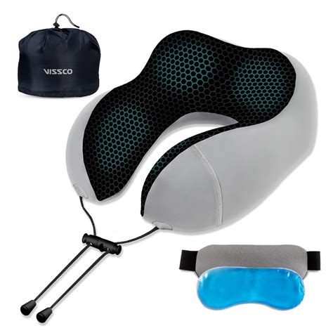 Vissco Tra-Well Ergonomic Memory Foam Neck Pillow with Gel Eye Mask ...