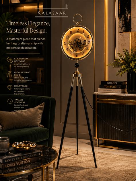 Modern Luxury Tripod Gear Clock with Remote Control – Kalasaar decor