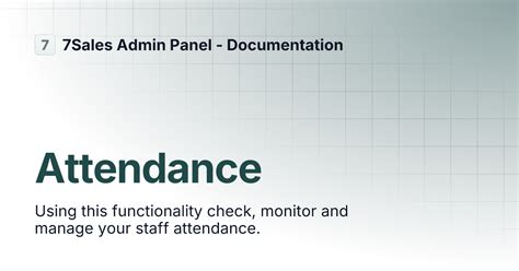 Attendance | 7Sales Admin Panel - Documentation