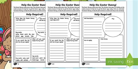 Saving Easter Writing a Job Advert Worksheet / Worksheets