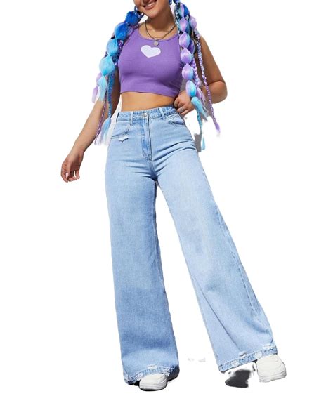 Women's Plain Wide Leg Light Wash Extra Long Jeans 30 (8/10) - Walmart.com