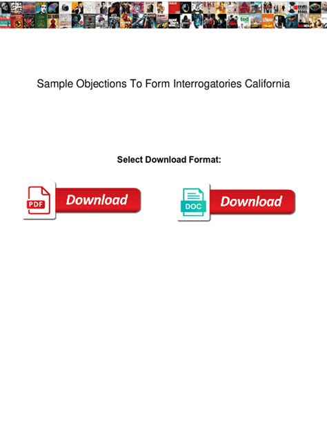 Fillable Online Sample Objections To Form Interrogatories California ...