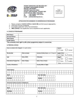 Fillable Online unimap edu The university have right to offer other ...