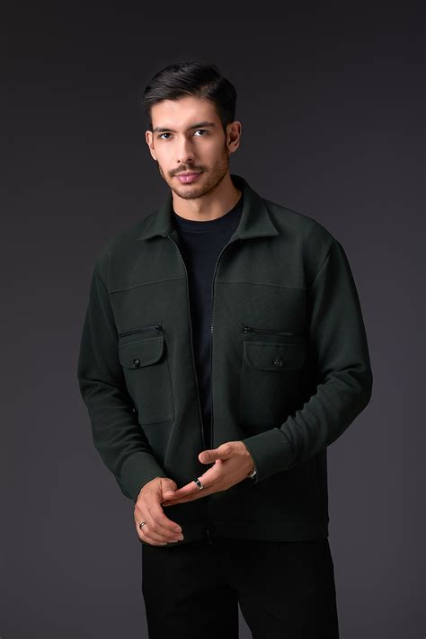 Deep Military Green Textured Shacket – The Royal Bear