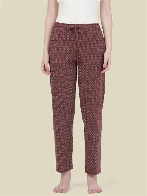Brown Cotton Knit Printed Lounge Pants – Go Colors India