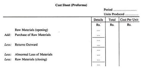 Simple Cost Sheet - Overheads - Cost Accounting - B Com PDF Download