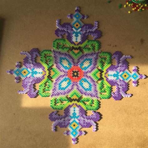 Big perler bead flower wall art Diy Perler Bead Crafts, Perler Bead ...