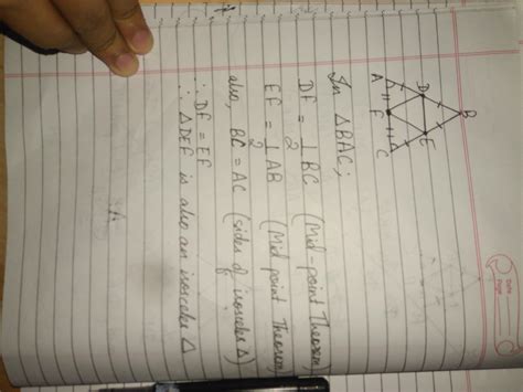 if D, E and F are the midpoints of the sides AB, BC and CA respectively ...