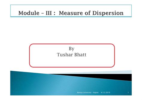 Measure of Dispersion (statistics) | PDF