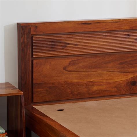 Buy Helios Liser Sheesham Wood King Bed - Honey Brown from Helios by ...