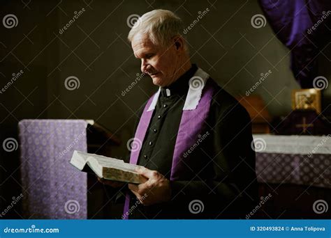 Catholic Priest Reading Bible Stock Photo - Image of clerical, senior ...