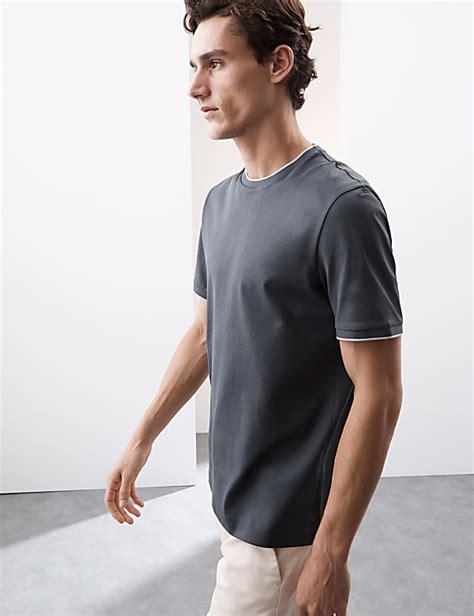 Buy Pure Cotton Textured T-Shirt at Marks & Spencer