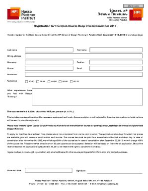 Fillable Online hpi-academy Registration for the Open Course Deep Dive ...