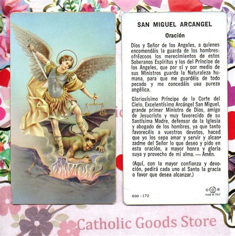 San Miguel Arcangel-oracion-español-tarjeta De Santo 7B1