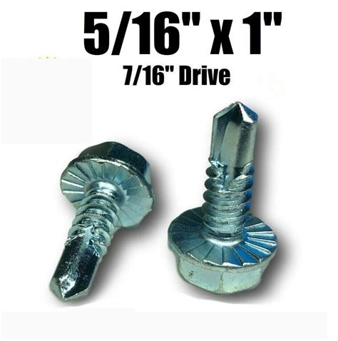 5/16" X 1" Hex Washer Head Self Drilling Tek Serrated Screw 7/16" Drive ...
