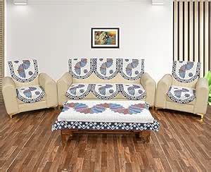 Croox Cotton 500 TC Floral Design Heavy Fabric 5 Seater Sofa Cover with ...