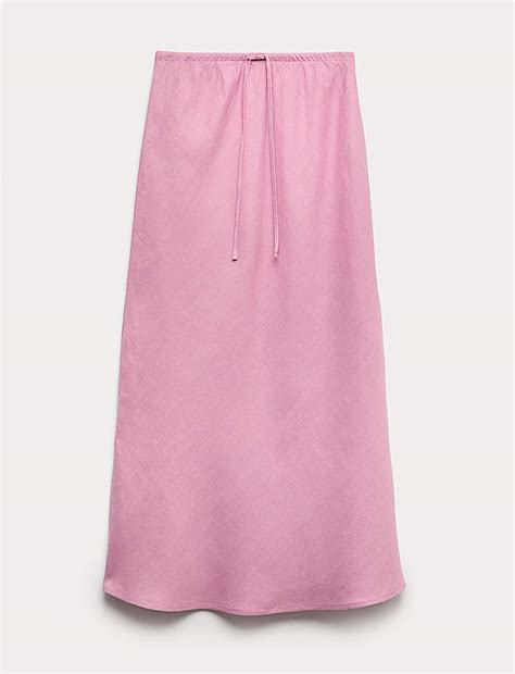 Buy Pure Linen Bias Cut Maxi A-Line Skirt at Marks & Spencer