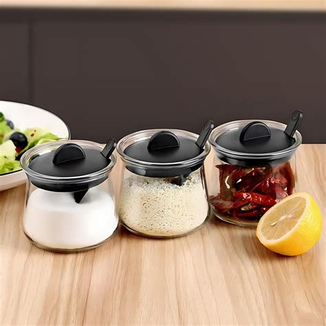 Premium Condiment Spice Jar Set – 300ml Containers with Lids, Spoons ...