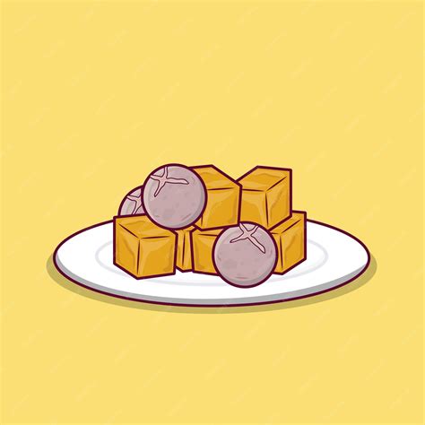 Premium Vector | Tofu satay and meatballs. asian food with colored hand drawing style
