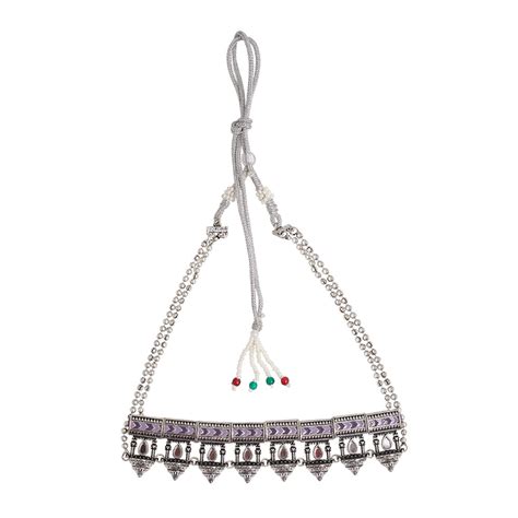 Festive Hues Oxidised Silver Meenakari Design Jewellery Set – VOYLLA