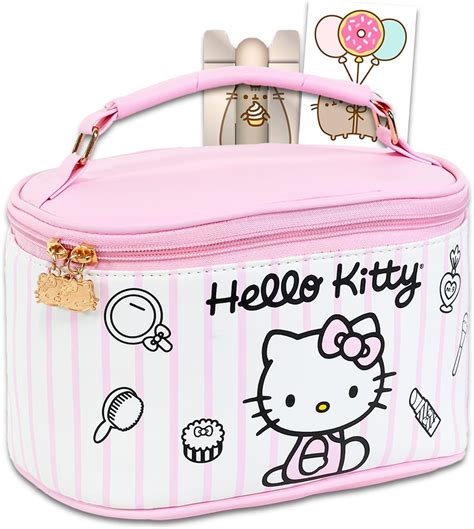 Amazon.com: Hello Kitty Cosmetic Bag Set - Bundle with Oval Hello Kitty ...