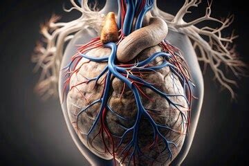 3d human heart illustration with arteries and veins for medical ...