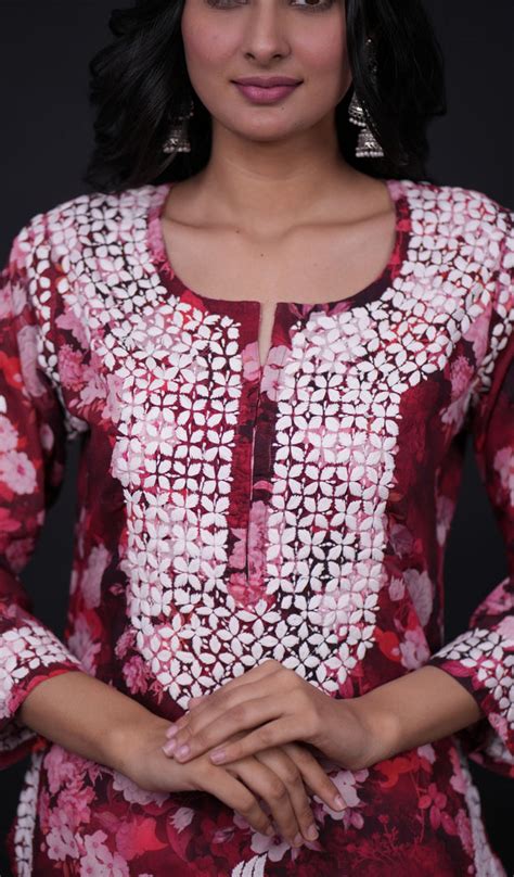 Aisha Women's Lucknowi Handcrafted Cotton Chikankari Kurti - HONC01745