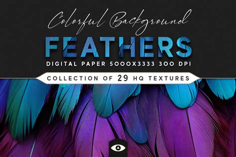 Colorful Feather Background Texture Pack on Yellow Images Creative ...