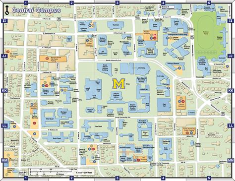 Mapa De Los Edificios De La Universidad Del Oeste De Michigan