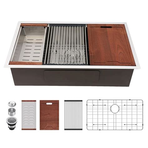 Buy Lordear33 Inch Under Kitchen Sink 33x19 Stainless Steel Kitchen ...