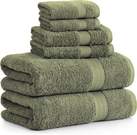 Amazon.com: LANE LINEN 100% Cotton Bathroom Towel Set - 6 Pcs - Ringspun, Quick Dry, Super Soft ...