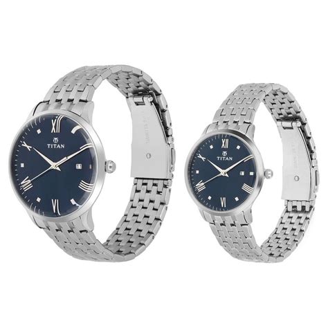 Buy Online Titan Bandhan Blue Dial Analog with Date Stainless Steel ...