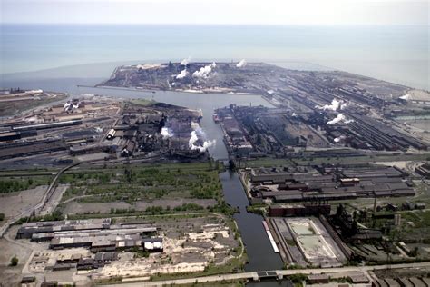 Aerial view of Indiana Harbor and Ship Canal in East Chicago image ...