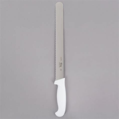 Choice 12" Serrated Edge Slicing / Bread Knife with White Handle