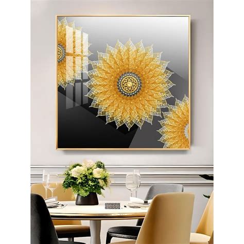 Buy The Next Decor Golden Bloom Glass Finish Square Wall Art Online