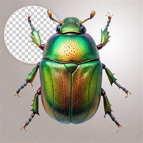 Shiny Green Beetle Metallic Insect on transparent background | Premium AI-generated PSD