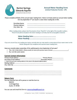 Fillable Online Annual Meter Reading Form Fax Email Print - pdfFiller